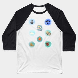 Sea Life 1 - Watercolor Print Baseball T-Shirt